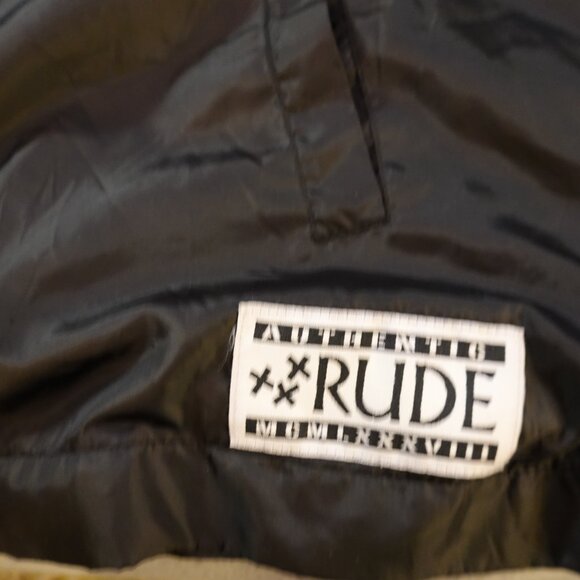RARE 2000s Hot Topic RUDE Black Windbreaker Hood sz M CONDITION IN DESCRIPTION - Picture 4 of 6